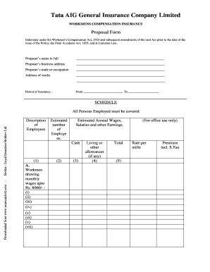 Tata Aig Workmen Compensation Policy  Form