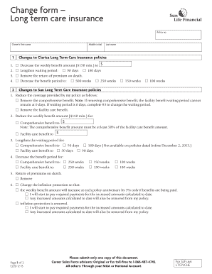 E220 Change Form Long Term Care Insurance Sun Life Financial