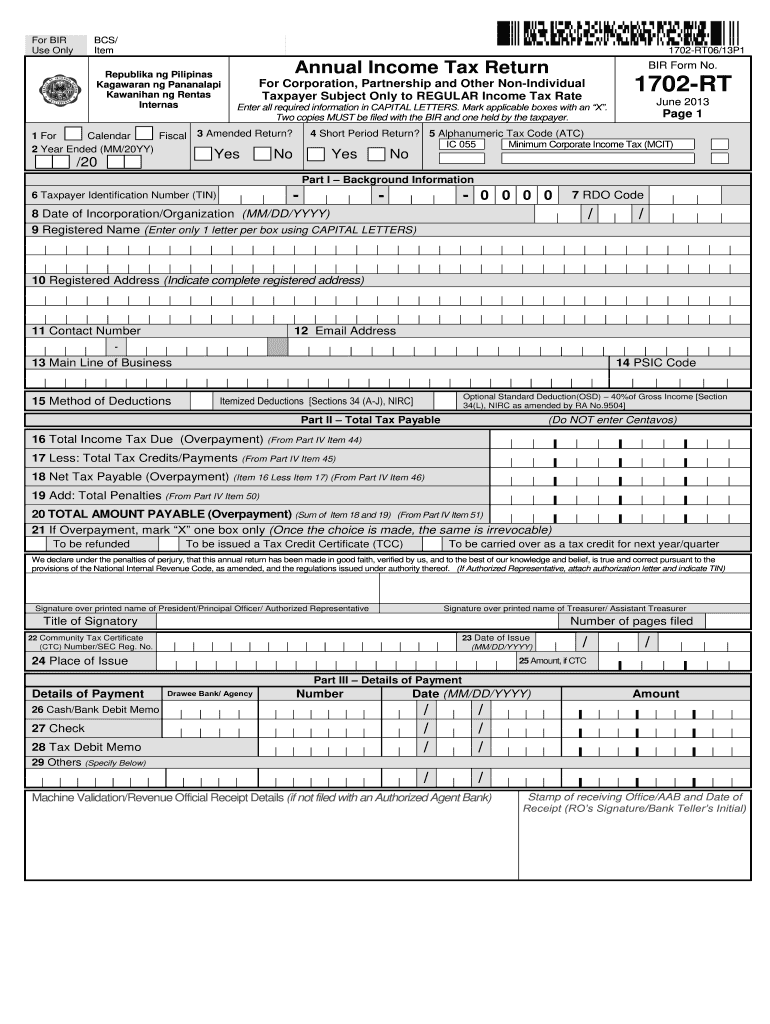  Bir Form 1702 2013-2024