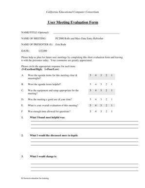 Meeting Evaluation Form