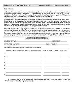Parent Teacher Conference Email Template  Form