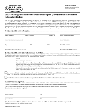 Studentindependentverificationworksheet Form