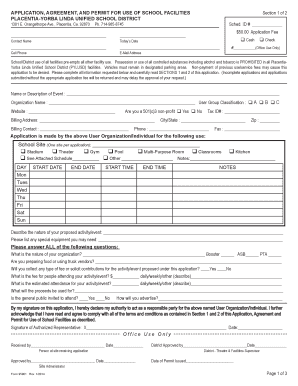 Use of Facilities Application PDF Placentia Yorba Linda Unified Pylusd  Form