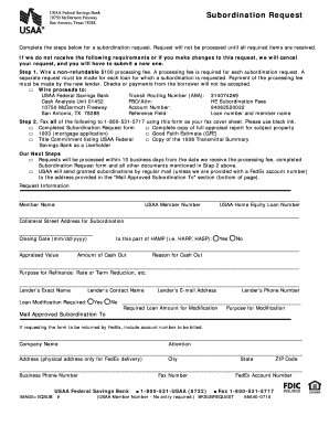 Usaa Subordination Requirements  Form