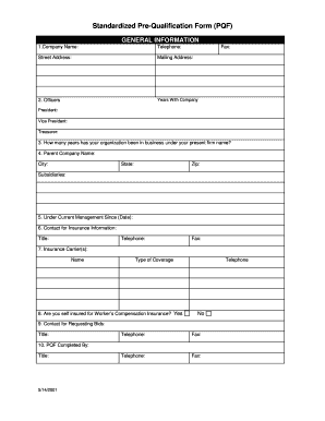 Prequalification Contractors Template  Form