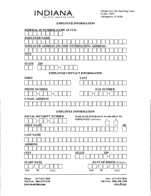 Indiana New Hire Form Parsonscpa Net