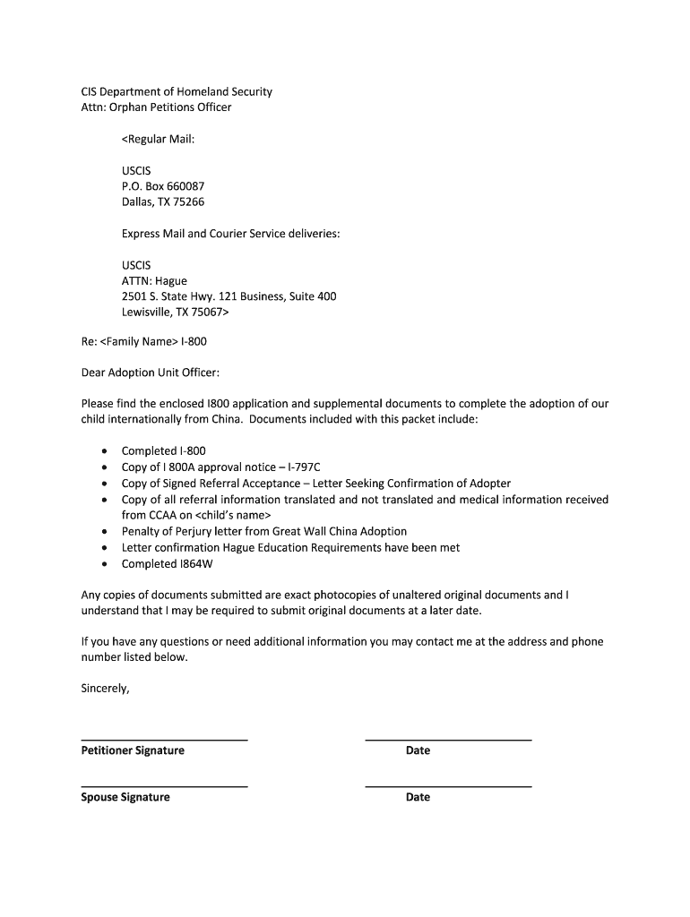 Get and Sign I 130 Cover Letter  Form