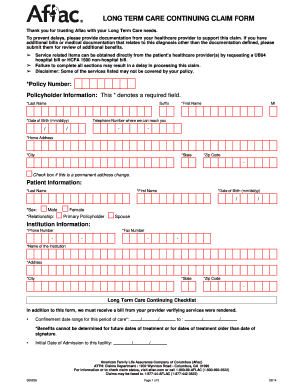 aflac claim forms form printable care continuing disability long fill insurance file preview sign term signnow pdffiller sample template blank