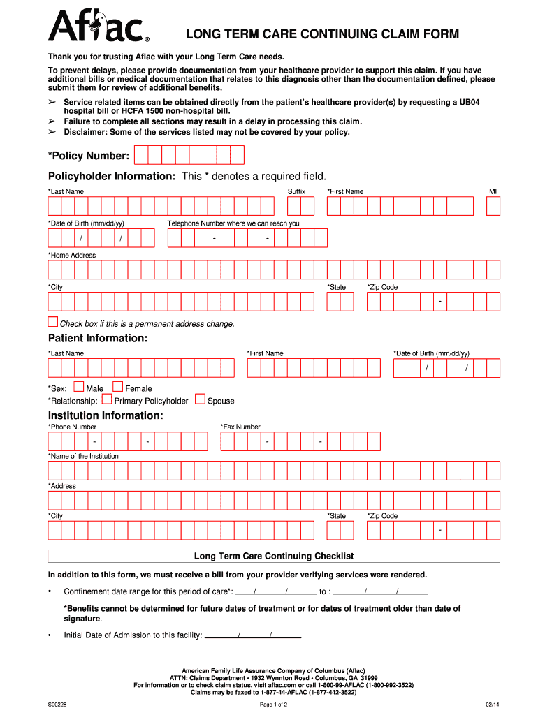  Aflac Claim Forms 2014-2024