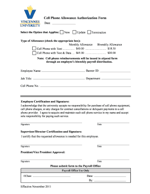 Mobile Allowance Request Letter  Form