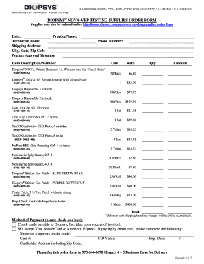 Diopsys Supplies  Form