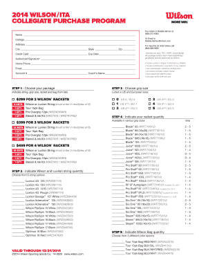 Wilsonita Collegiate Purchase Program Form