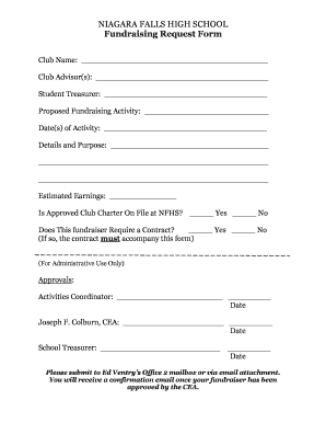 Fundraising Request Form Niagara Falls City School District