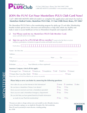 Montefiore Org Plusclub  Form