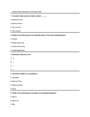 Excel Mcq PDF Download  Form