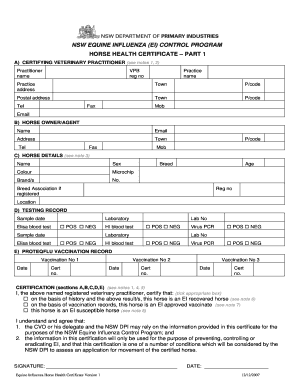 Horse Health Certificate PDF  Form
