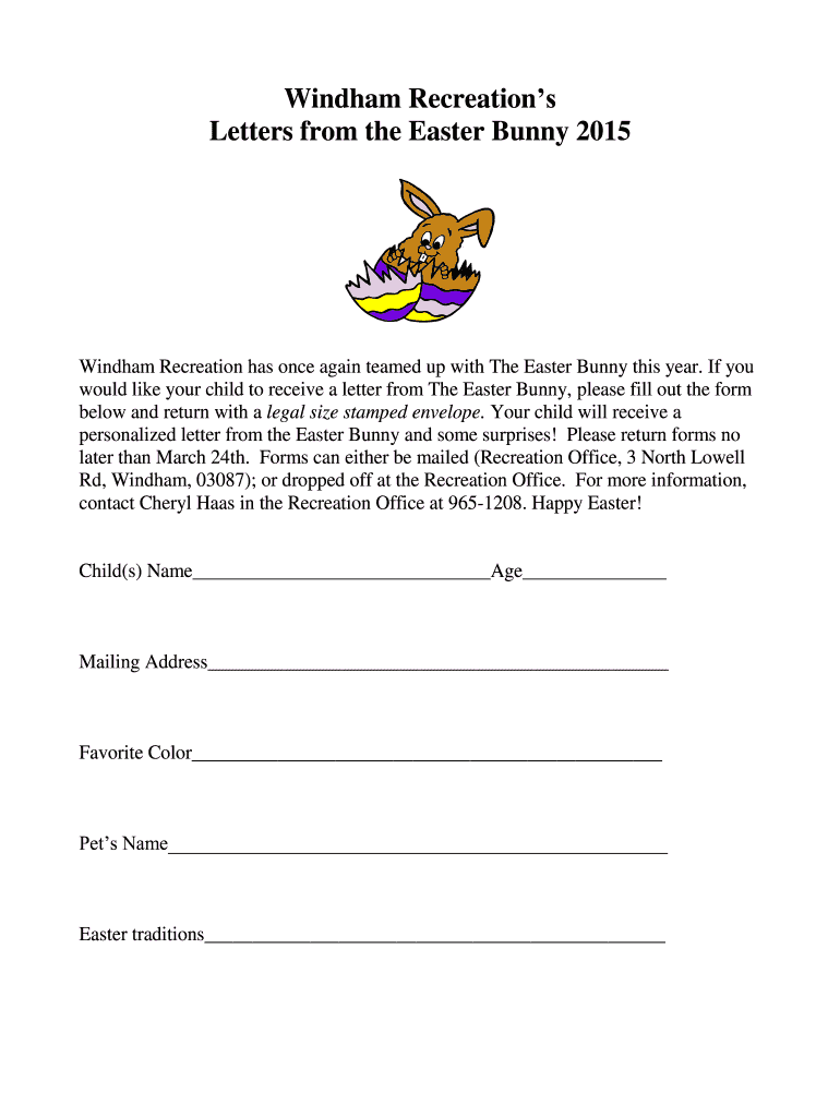 Easter Letters to Fill  Form