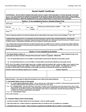 Dental Certificate PDF  Form