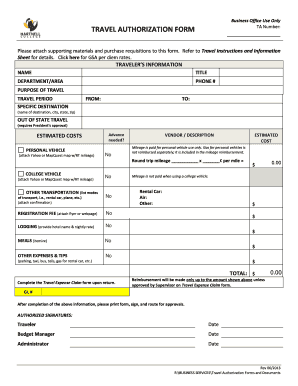 TRAVEL AUTHORIZATION FORM Hartnell College!!