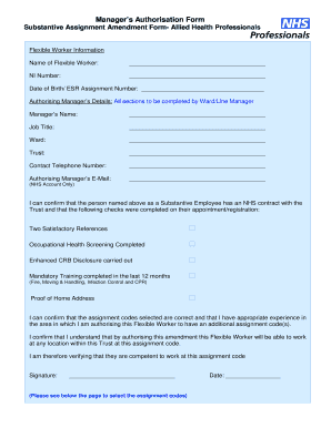 Nhsp Substantive Amendment Form