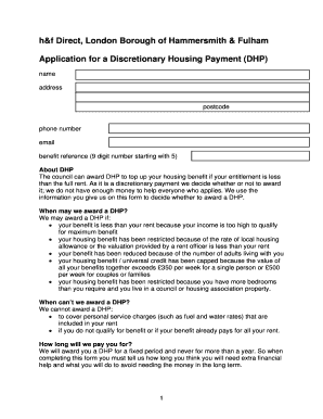 Discretionary Housing Payment Hammersmith and Fulham  Form