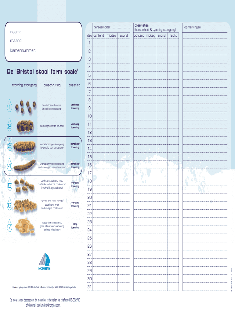 Bowel Chart Template  Form