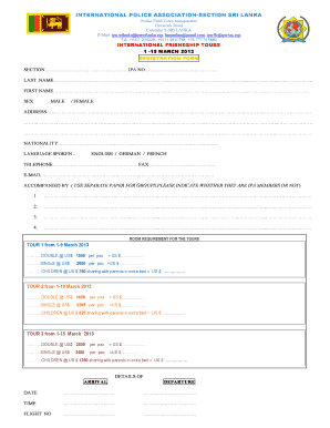 International Police Association Sri Lanka  Form