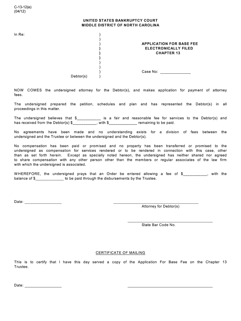  BAPPLICATIONb for BASE FEE ELEC  Middle District of North Bb  Ncmb Uscourts 2012-2024