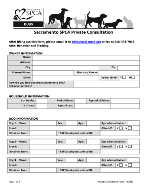 Behavior Consultation Form Sacramento SPCA