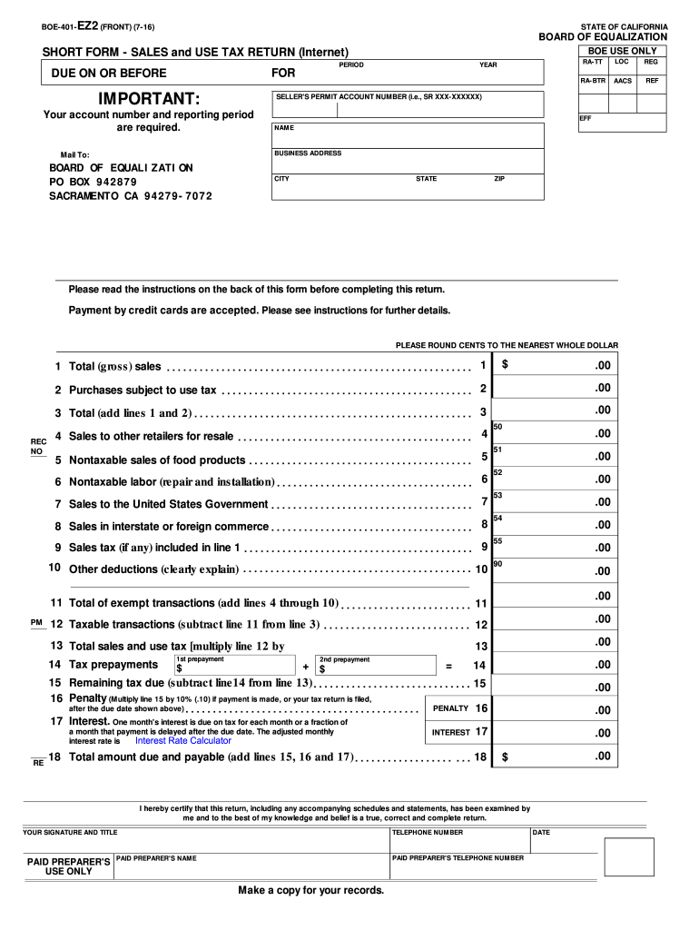 Boe 401 Ez Short Form