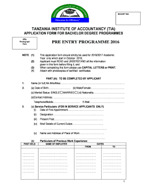 Arms Tanzania Institute of Accountancy  Form