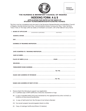 Indexing in Nursing  Form