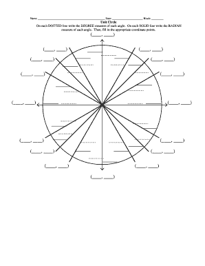 Unit Circle Fill in the Blank PDF  Form