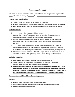 Social Work Supervision Contract Template  Form