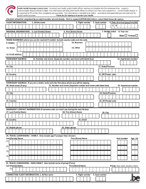  Passenger Locator Form 2014