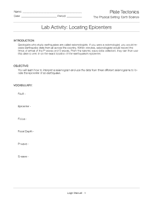 Lab Activity Locating Epicenters Answer Key  Form