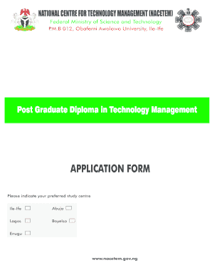 Nacetem Pgd Courses  Form