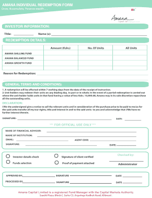 Amana Capital Redemption Form