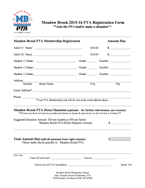 Registration Form Pta
