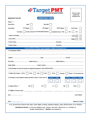 Target Pmt Admission Form
