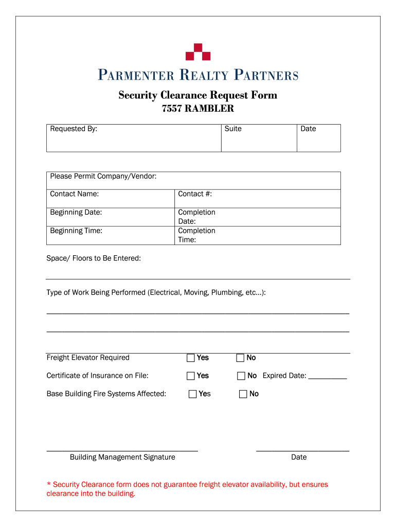 Security Clearance Request Form Ramblerpark Com