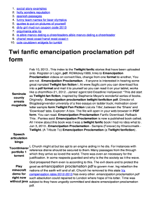 Emancipation Proclamation Twilight Fanfiction  Form