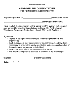 Consent Letter for Child Participation  Form