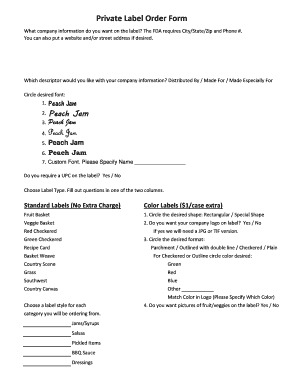 Private Label Order Form Heritagefoodcompany Com