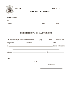 Certificato Di Battesimo Online  Form