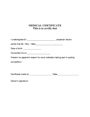 Doctor Certificate for Thumb Impression  Form