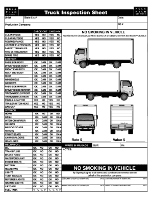 Truck Inspection Sheet Nolafl Com  Form