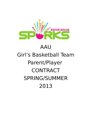 AAU Girls Basketball Team ParentPlayer CONTRACT SPRING  Form