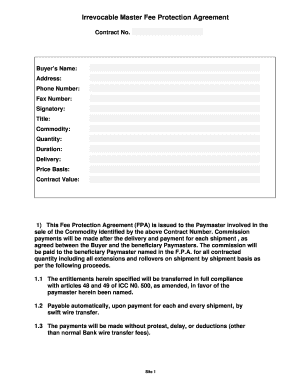 Fee Protection Agreement Sample  Form