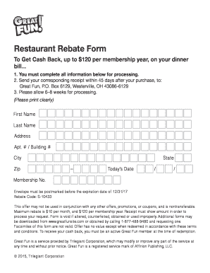 Great Fun Rebate  Form